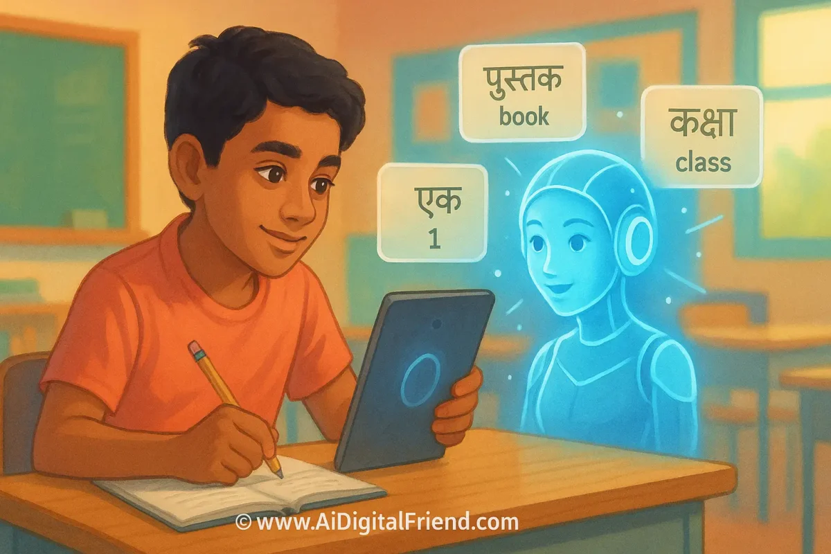 π The 10 Most Transformative AI Innovations of 2025 β Changing the Way We Work, Learn & Live Indian student learning from AI tutor using tablet