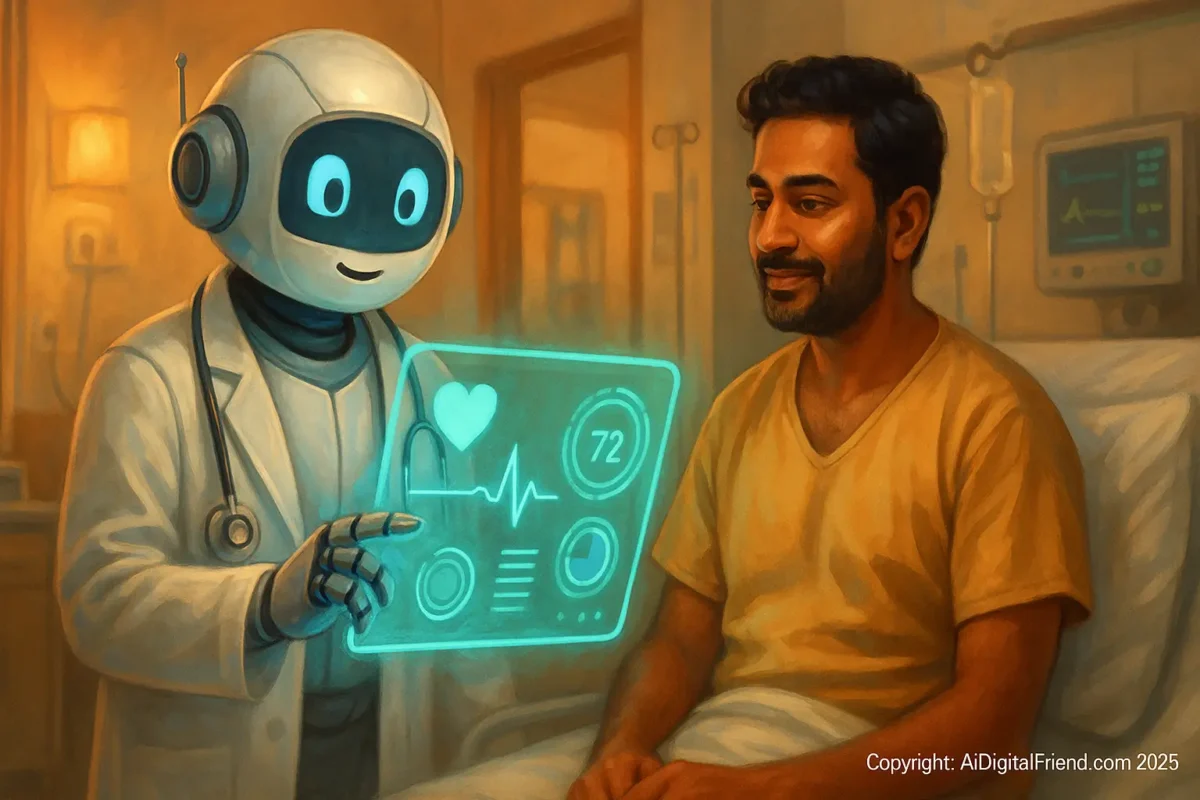π The 10 Most Transformative AI Innovations of 2025 β Changing the Way We Work, Learn & Live AI doctor robot helping patient in Indian hospital
