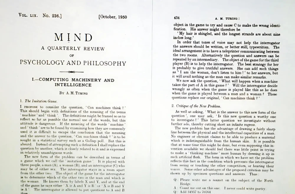 Alan Turing's 1950 paper, Computing Machinery and Intelligence